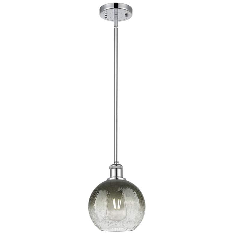 Image 1 Ballston Brookhaven Globe 8"W Chrome Stem Mini Pendant w/ Slate Shade