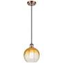 1_Ballston Brookhaven Globe 8"W Copper Cord Mini Pendant w/ Amber Shade