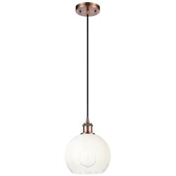 Ballston Brookhaven Globe 8"W Copper Cord Mini Pendant w/ Opal Shade