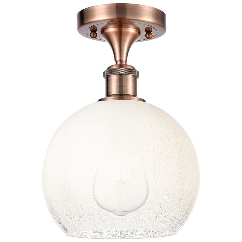 Image 1 Ballston Brookhaven Globe 8"W Copper Semi.Flush Mount With Opal Shade