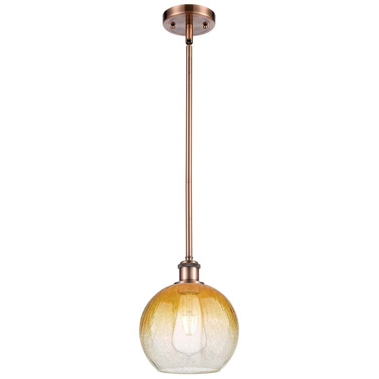 Image 1 Ballston Brookhaven Globe 8"W Copper Stem Mini Pendant w/ Amber Shade