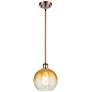 1_Ballston Brookhaven Globe 8"W Copper Stem Mini Pendant w/ Amber Shade