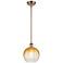 Ballston Brookhaven Globe 8"W Copper Stem Mini Pendant w/ Amber Shade