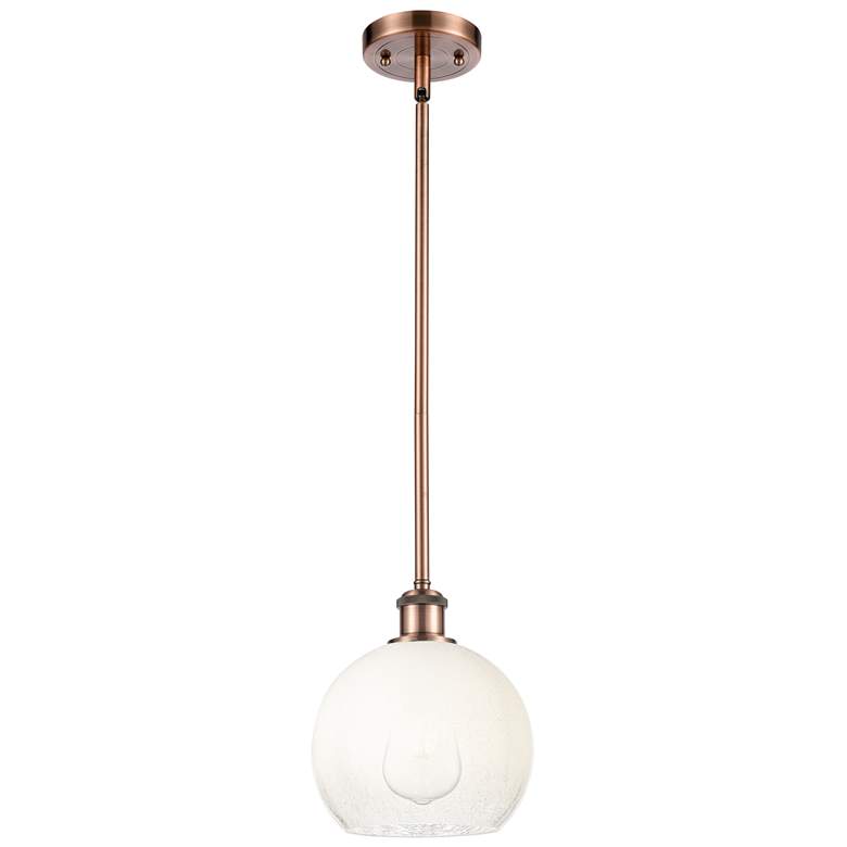 Image 1 Ballston Brookhaven Globe 8"W Copper Stem Mini Pendant w/ Opal Shade