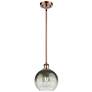 1_Ballston Brookhaven Globe 8"W Copper Stem Mini Pendant w/ Slate Shade
