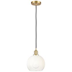Ballston Brookhaven Globe 8"W Gold Cord Mini Pendant w/ Opal Shade