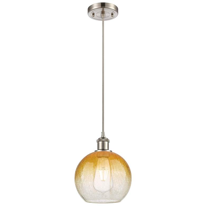 Image 1 Ballston Brookhaven Globe 8"W Nickel Cord Pendant w/ Amber Shade
