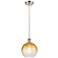 Ballston Brookhaven Globe 8"W Nickel Cord Pendant w/ Amber Shade
