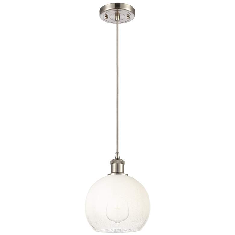 Image 1 Ballston Brookhaven Globe 8"W Nickel Cord Pendant w/ Opal Shade