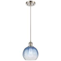 Ballston Brookhaven Globe 8"W Nickel Cord Pendant w/ Sapphire Shade