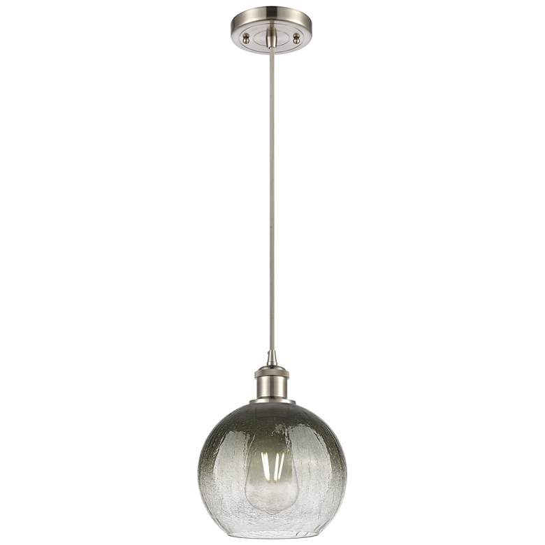 Image 1 Ballston Brookhaven Globe 8"W Nickel Cord Pendant w/ Slate Shade