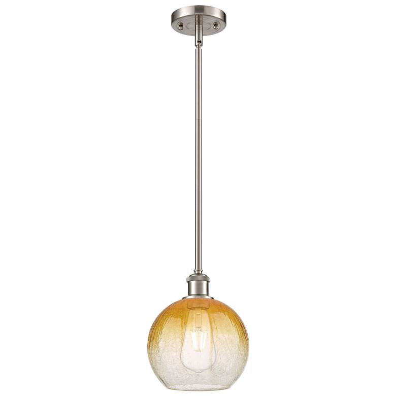 Image 1 Ballston Brookhaven Globe 8"W Nickel Stem Pendant w/ Amber Shade