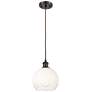1_Ballston Brookhaven Globe 8"W Oiled Bronze Cord Pendant w/ Opal Shade