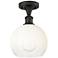 Ballston Brookhaven Globe 8"W Oiled Bronze Semi-Flush w/ Opal Shade