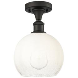 Ballston Brookhaven Globe 8"W Oiled Bronze Semi-Flush w/ Opal Shade