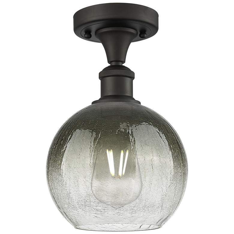 Image 1 Ballston Brookhaven Globe 8"W Oiled Bronze Semi-Flush w/ Slate Shade