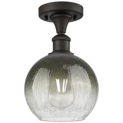 Ballston Brookhaven Globe 8"W Oiled Bronze Semi-Flush w/ Slate Shade