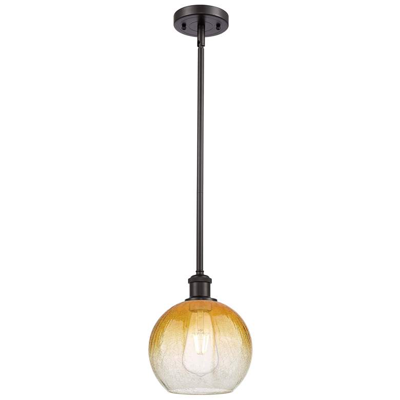 Image 1 Ballston Brookhaven Globe 8"W Oiled Bronze Stem Pendant w/ Amber Shade
