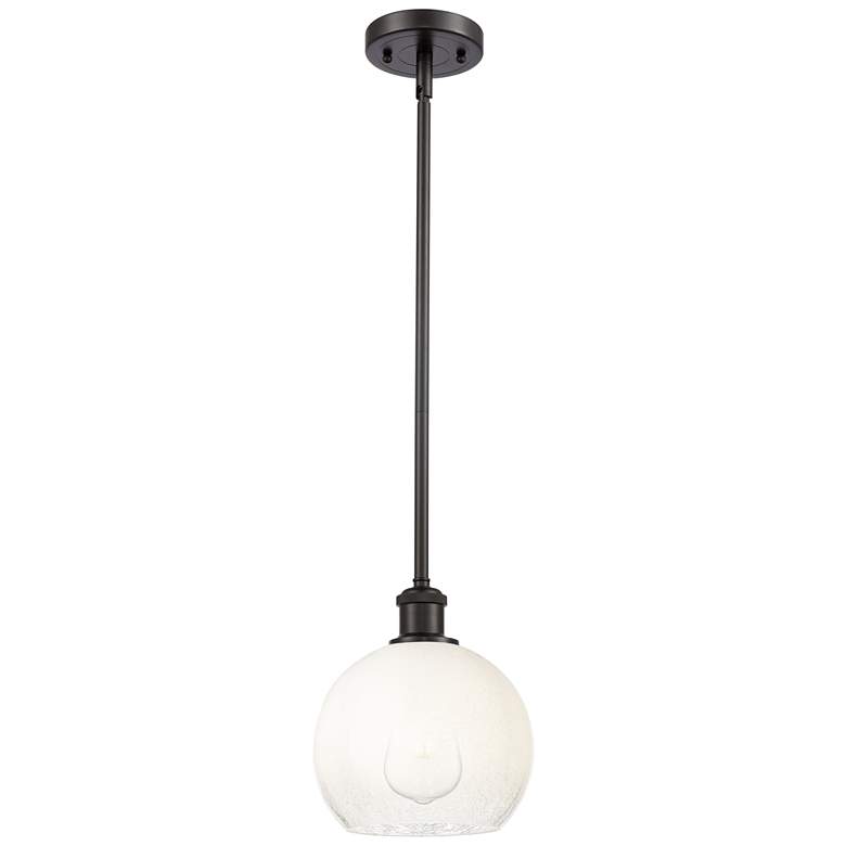Image 1 Ballston Brookhaven Globe 8"W Oiled Bronze Stem Pendant w/ Opal Shade