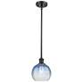 1_Ballston Brookhaven Globe 8"W Oiled Bronze Stem Pendant w/ Sapphire Shade