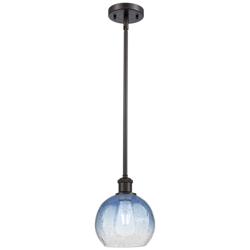 Ballston Brookhaven Globe 8"W Oiled Bronze Stem Pendant w/ Sapphire Shade