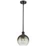 1_Ballston Brookhaven Globe 8"W Oiled Bronze Stem Pendant w/ Slate Shade