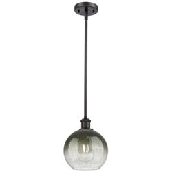 Ballston Brookhaven Globe 8"W Oiled Bronze Stem Pendant w/ Slate Shade