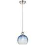 1_Ballston Brookhaven Globe 8"W Polished Nickel Cord Pendant w/ Blue Shade