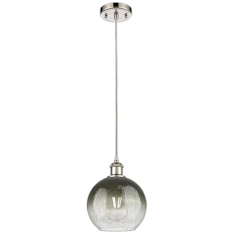 Image 1 Ballston Brookhaven Globe 8"W Polished Nickel Cord Pendant w/ Slate Shade