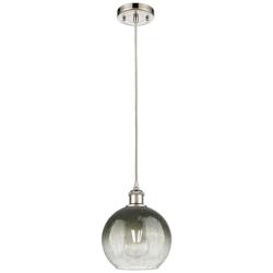 Ballston Brookhaven Globe 8"W Polished Nickel Cord Pendant w/ Slate Shade