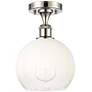 Ballston Brookhaven Globe 8"W Polished Nickel Semi-Flush w/ Opal Shade
