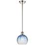Ballston Brookhaven Globe 8"W Polished Nickel Stem Pendant w/ Blue Shade