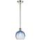 Ballston Brookhaven Globe 8"W Polished Nickel Stem Pendant w/ Blue Shade