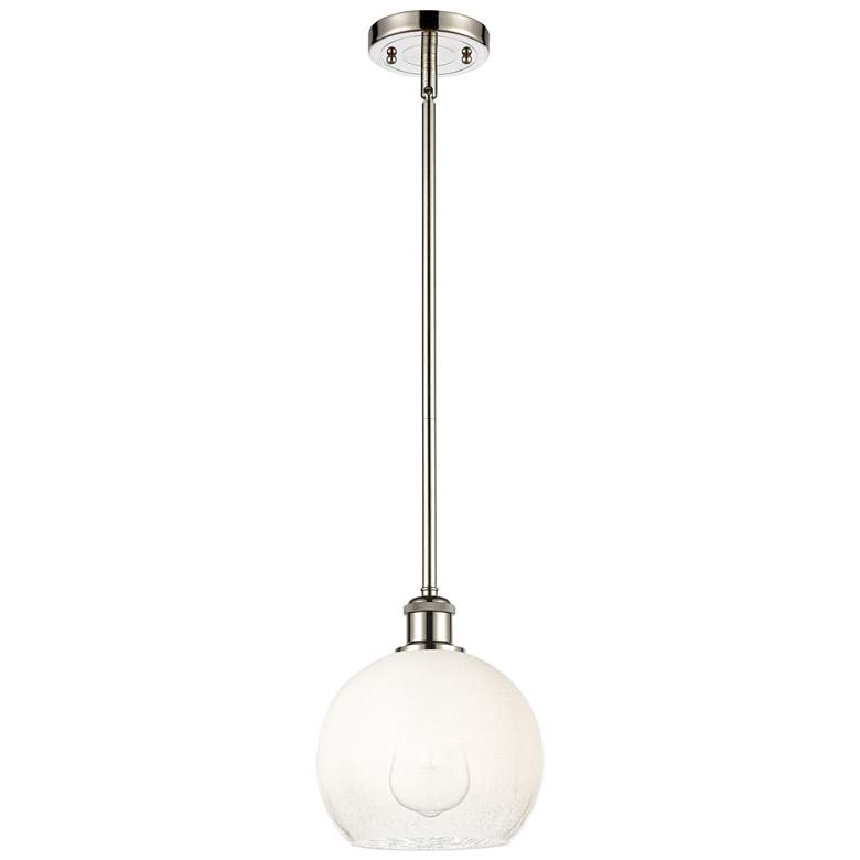 Image 1 Ballston Brookhaven Globe 8"W Polished Nickel Stem Pendant w/ Opal Shade
