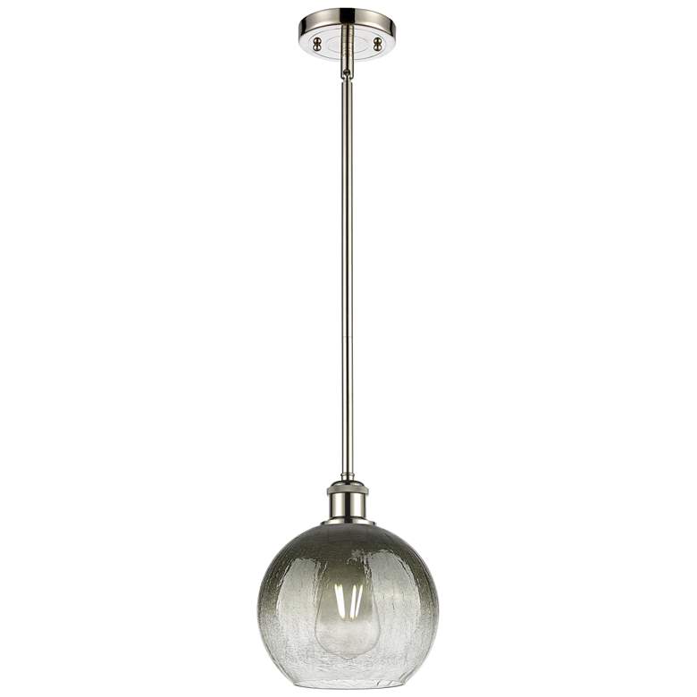 Image 1 Ballston Brookhaven Globe 8"W Polished Nickel Stem Pendant w/ Slate Shade