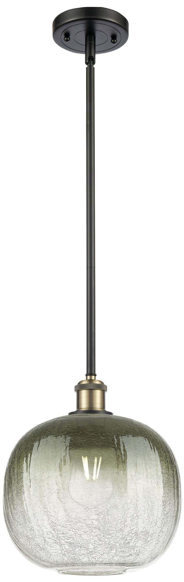 Ballston Brookhaven Sphere 11"W Black Brass Stem Pendant w/ Slate Shad