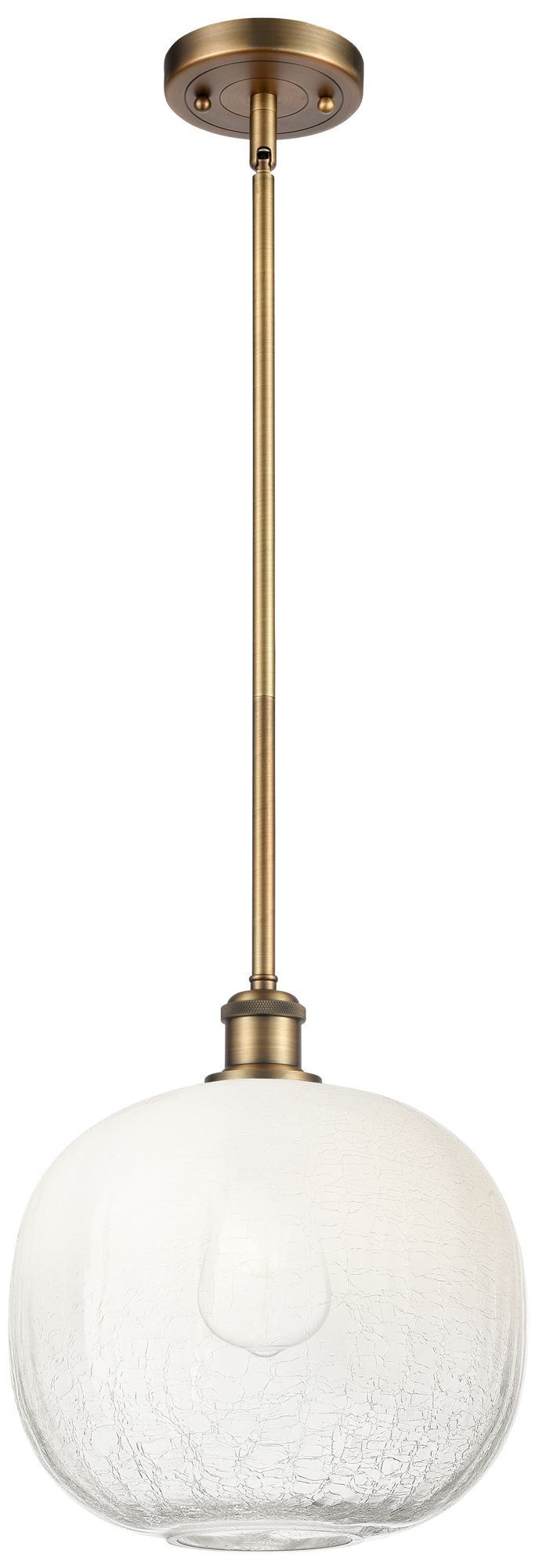 Ballston Brookhaven Sphere 11"W Brushed Brass Stem Pendant w/ Opal Sha