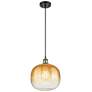 1_Ballston Brookhaven Sphere 11"W Black Brass Cord Pendant w/ Amber Shade