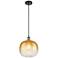Ballston Brookhaven Sphere 11"W Black Brass Cord Pendant w/ Amber Shade