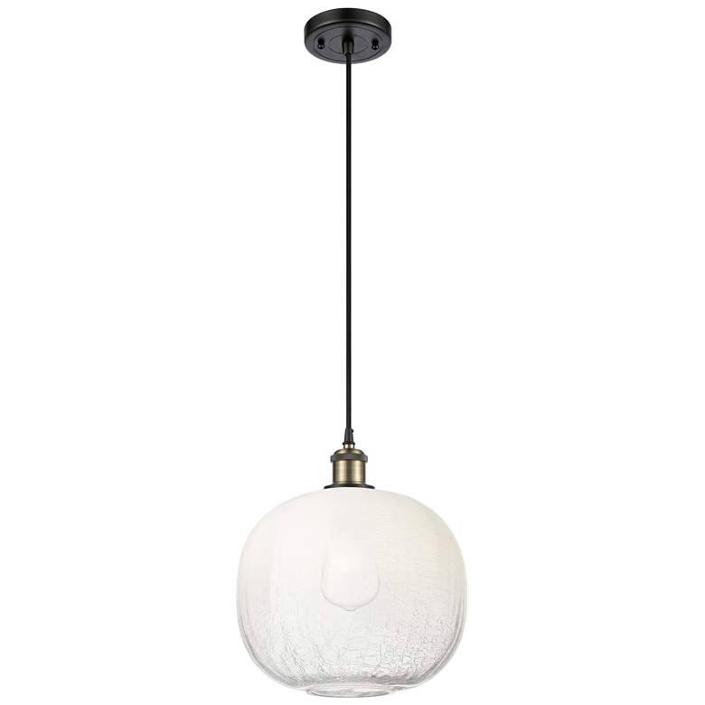 Image 1 Ballston Brookhaven Sphere 11"W Black Brass Cord Pendant w/ Opal Shade