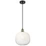 1_Ballston Brookhaven Sphere 11"W Black Brass Cord Pendant w/ Opal Shade
