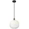 Ballston Brookhaven Sphere 11"W Black Brass Cord Pendant w/ Opal Shade