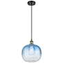 1_Ballston Brookhaven Sphere 11"W Black Brass Cord Pendant w/ Sapphire Shade