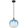 Ballston Brookhaven Sphere 11"W Black Brass Cord Pendant w/ Sapphire Shade