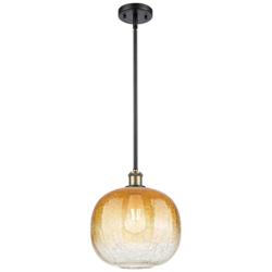 Ballston Brookhaven Sphere 11"W Black Brass Stem Pendant w/ Amber Shade