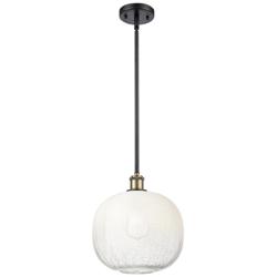 Ballston Brookhaven Sphere 11"W Black Brass Stem Pendant w/ Opal Shade