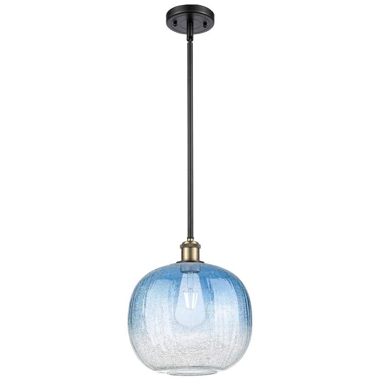 Image 1 Ballston Brookhaven Sphere 11"W Black Brass Stem Pendant w/ Sapphire Shade