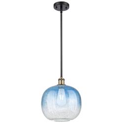 Ballston Brookhaven Sphere 11"W Black Brass Stem Pendant w/ Sapphire Shade