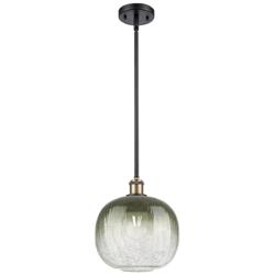 Ballston Brookhaven Sphere 11"W Black Brass Stem Pendant w/ Slate Shade