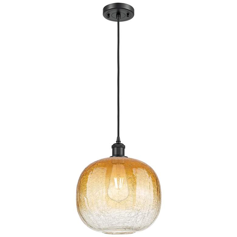 Image 1 Ballston Brookhaven Sphere 11"W Black Cord Mini Pendant w/ Amber Shade